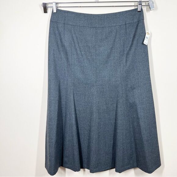 NWT Talbots Wool Grey Modest Midi Skirt 14 - Picture 1 of 11